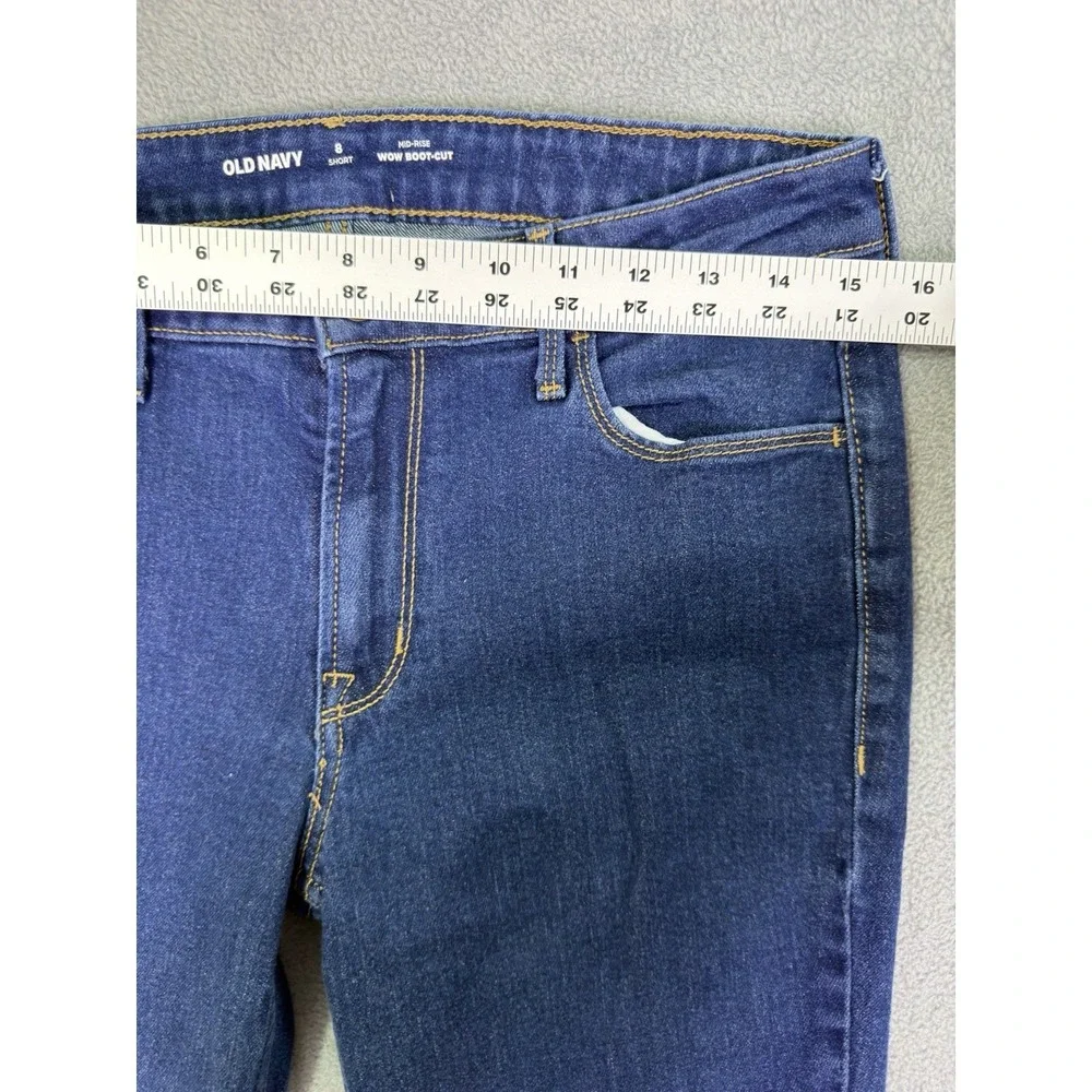 Old Navy Jeans Womens 8 Short Blue Dark Wash Mid Rise Wow Bootcut Stretch